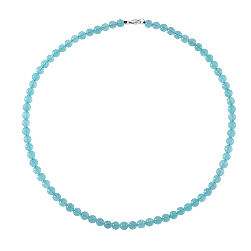 D'Joy Amazonite Beaded 140 ctw Necklace 20 Inches in Rhodium Over Sterling Silver