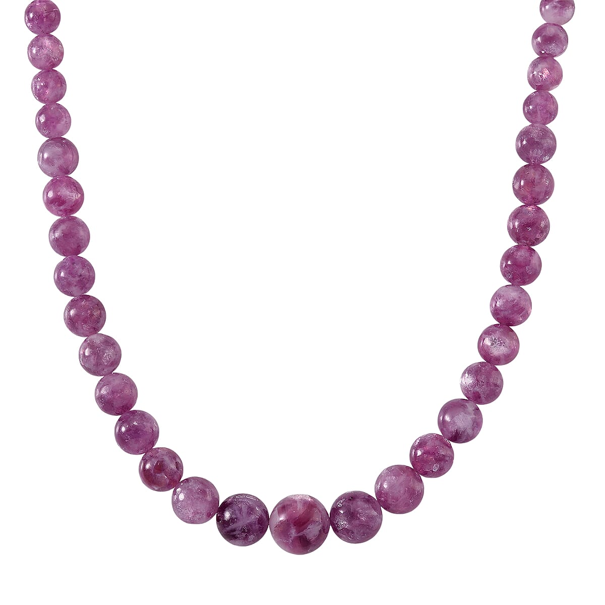 D'Joy Purple Lepidolite Beaded 400 ctw Necklace 20 Inches in Rhodium Over Sterling Silver image number 0