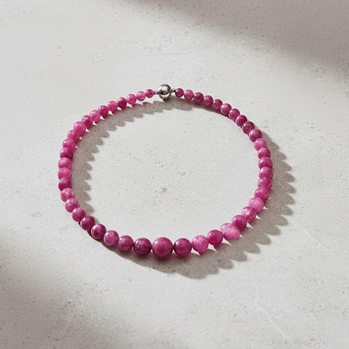 D'Joy Purple Lepidolite Beaded 400 ctw Necklace 20 Inches in Rhodium Over Sterling Silver image number 1