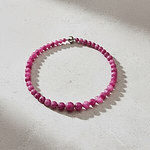 D'Joy Purple Lepidolite Beaded 400 ctw Necklace 20 Inches in Rhodium Over Sterling Silver