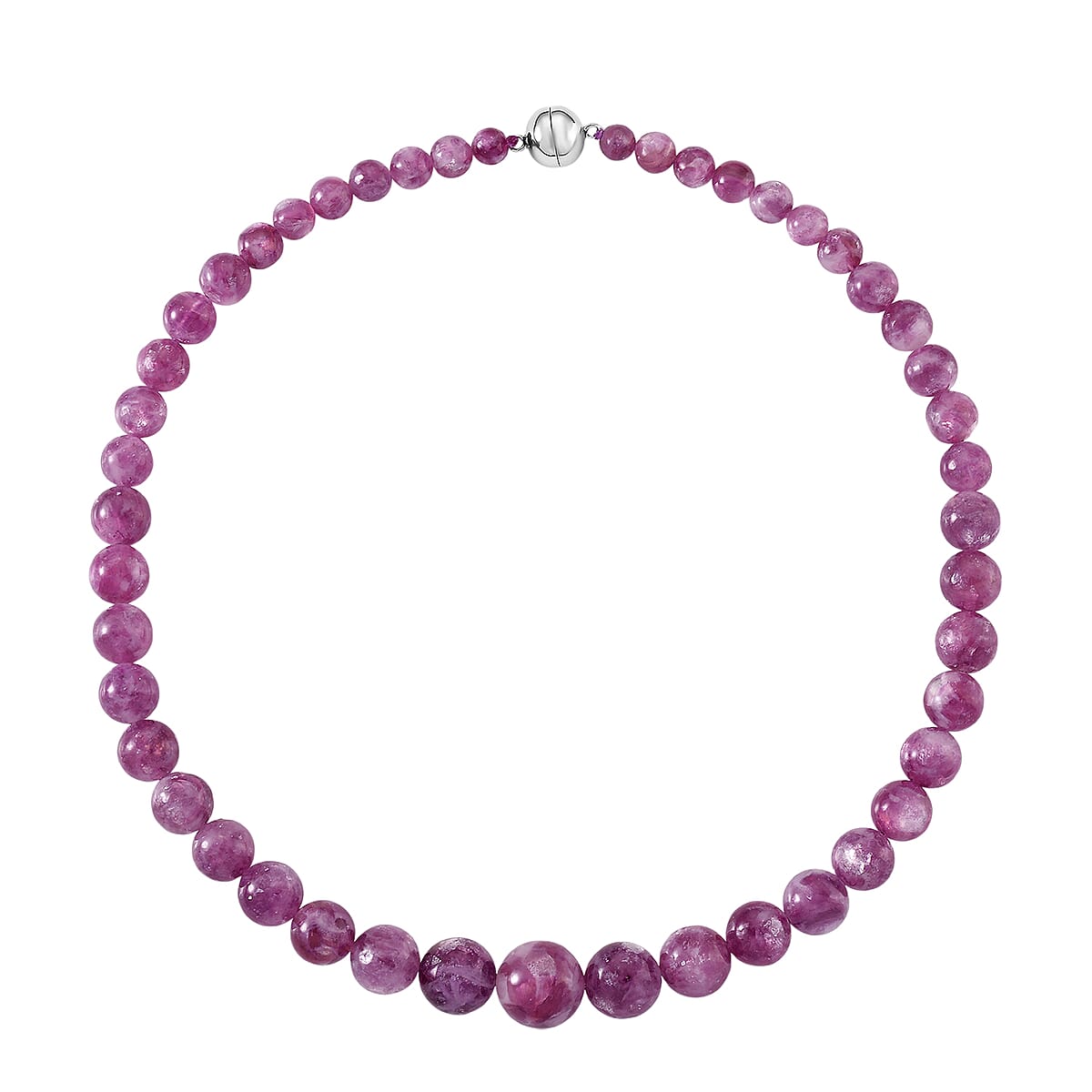 D'Joy Purple Lepidolite Beaded 400 ctw Necklace 20 Inches in Rhodium Over Sterling Silver image number 3