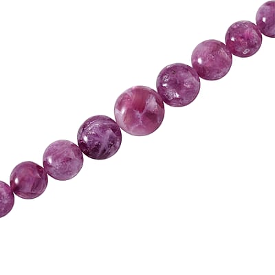 D'Joy Purple Lepidolite Beaded 400 ctw Necklace 20 Inches in Rhodium Over Sterling Silver