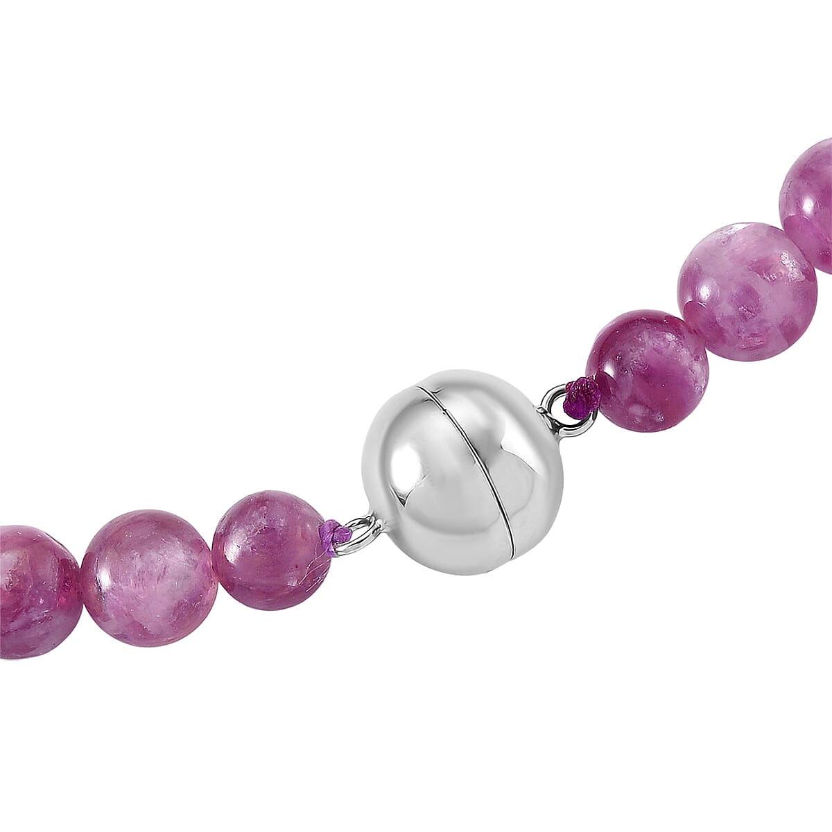 D'Joy Purple Lepidolite Beaded 400 ctw Necklace 20 Inches in Rhodium Over Sterling Silver image number 5