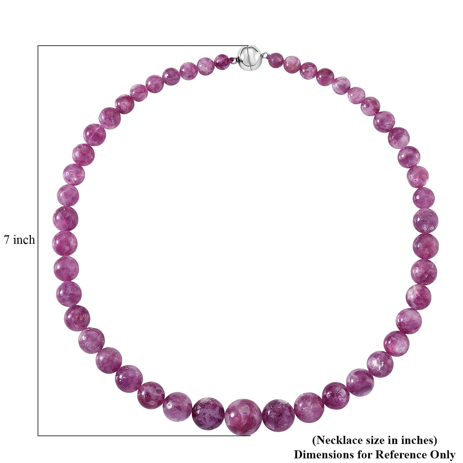 D'Joy Purple Lepidolite Beaded 400 ctw Necklace 20 Inches in Rhodium Over Sterling Silver