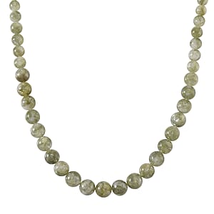 D'Joy Green Lepidolite Beaded 500 ctw Necklace 20 Inches in Rhodium Over Sterling Silver