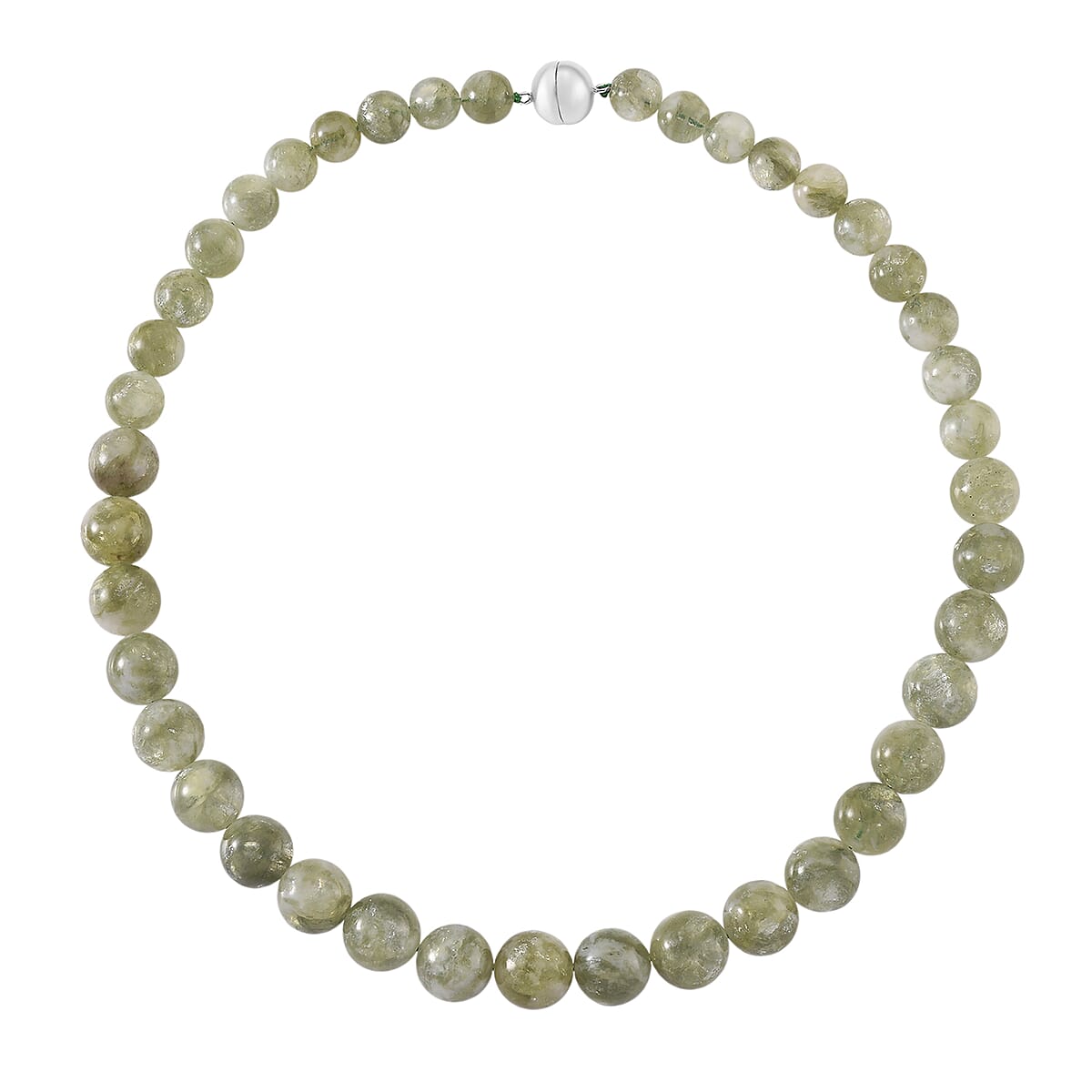 D'Joy Green Lepidolite Beaded 500 ctw Necklace 20 Inches in Rhodium Over Sterling Silver image number 3