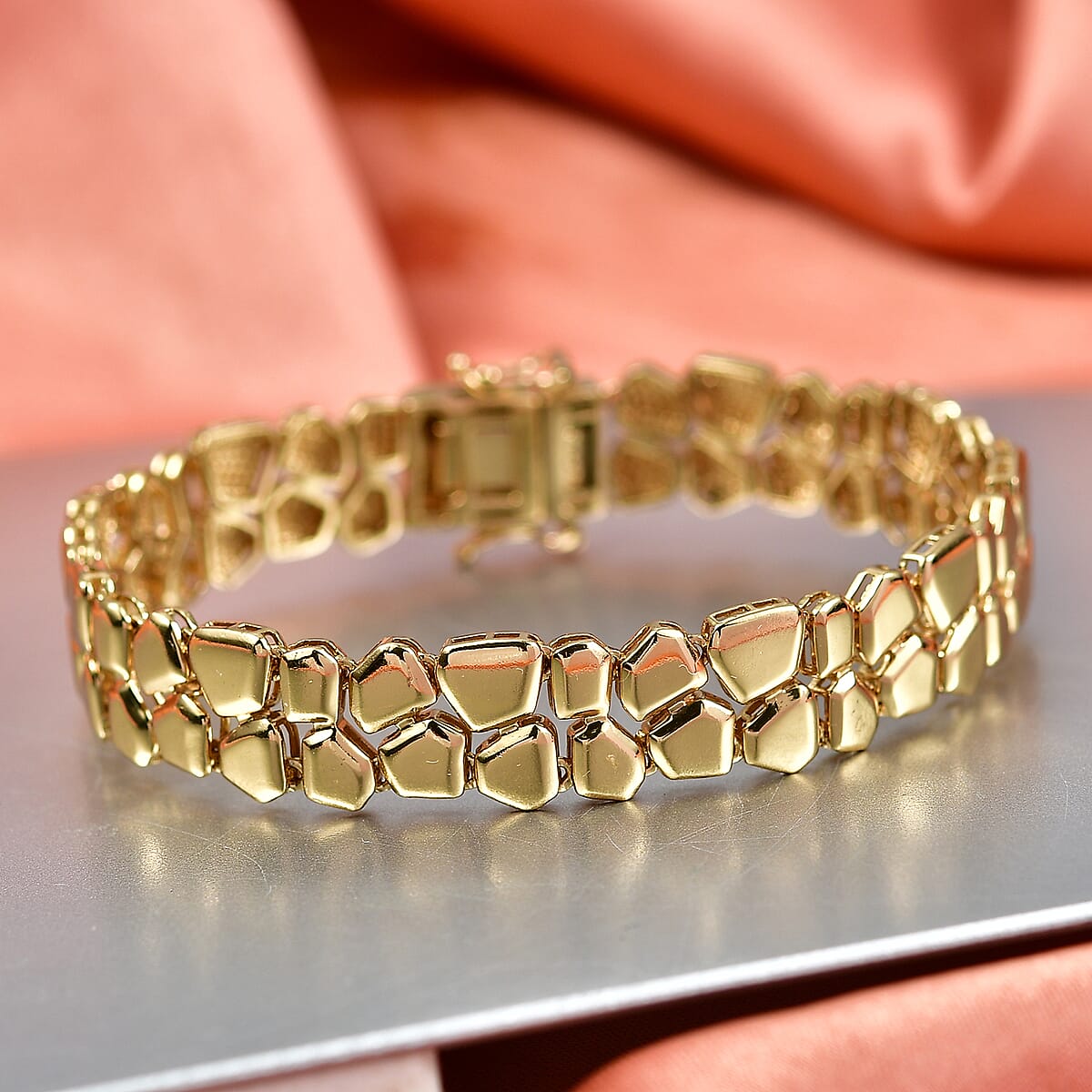 EverTrue Bronzella Collection Fancy Bracelet in 18K Yellow Gold Plated Bronze (7.25 In) image number 1