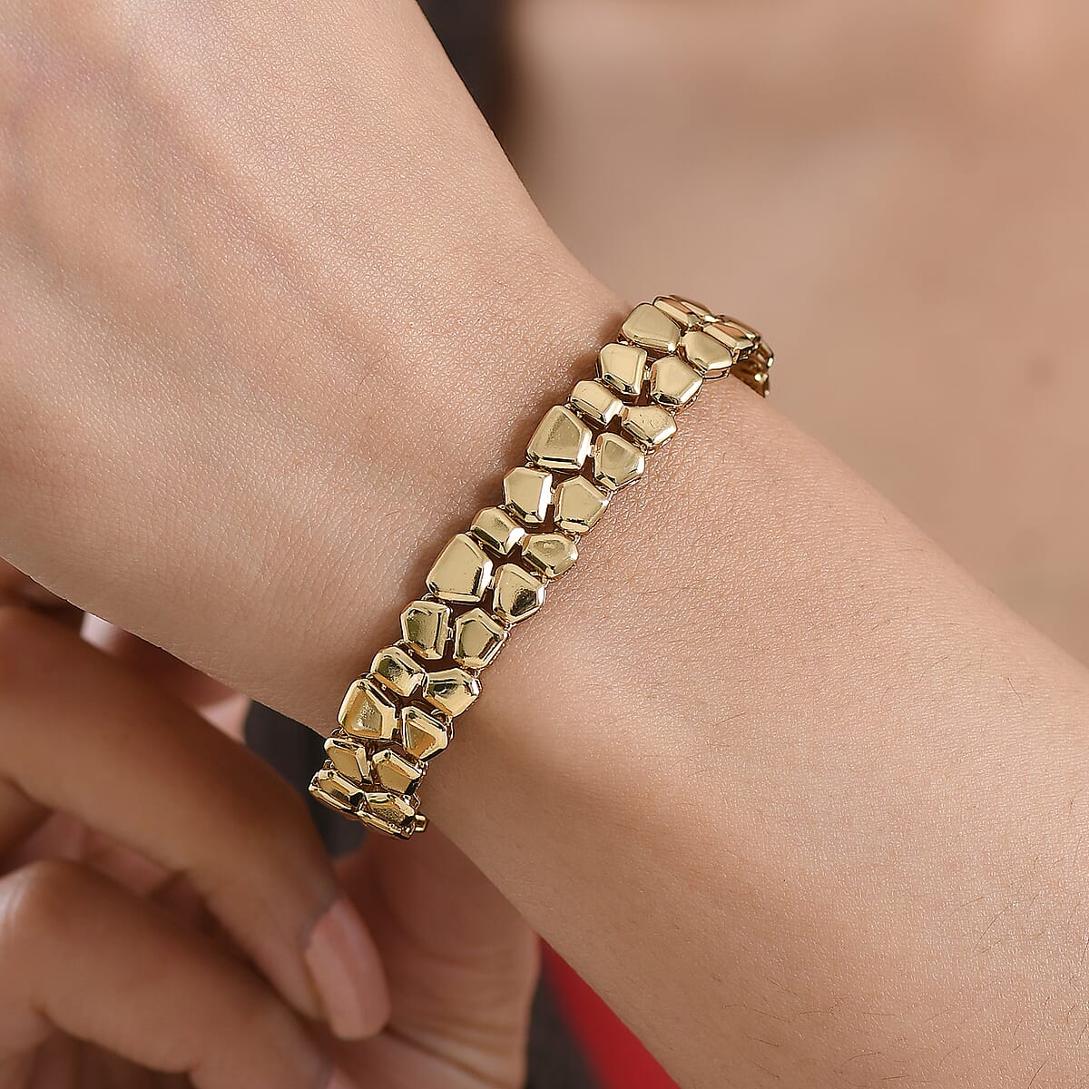 EverTrue Bronzella Collection Fancy Bracelet in 18K Yellow Gold Plated Bronze (7.25 In) image number 2