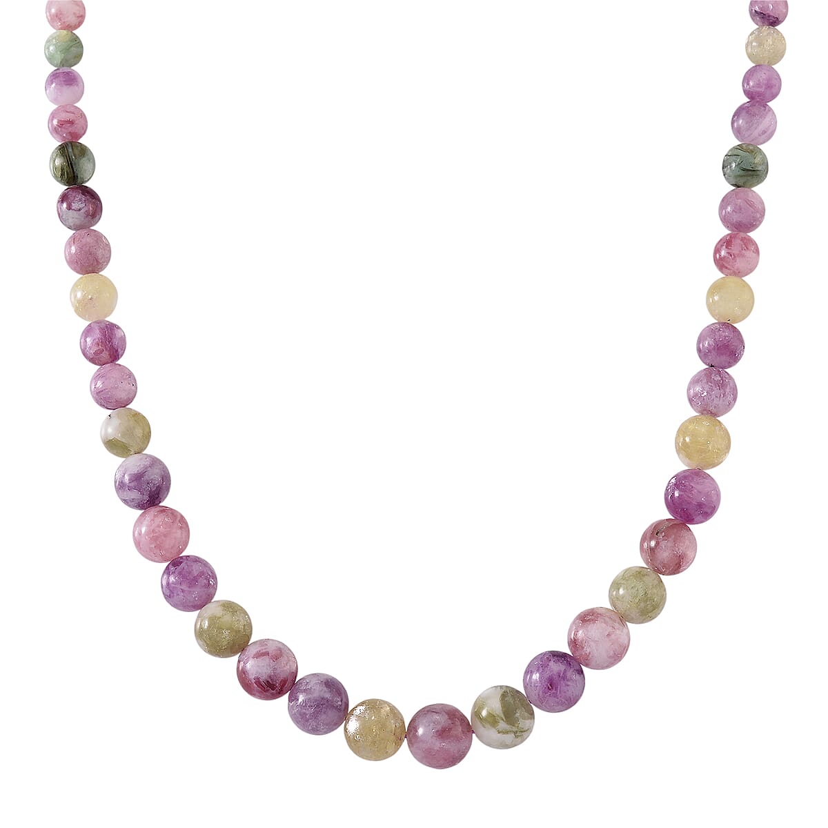 D'Joy Multi Lepidolite Beaded 400.00 ctw Necklace 20 Inches in Rhodium Over Sterling Silver  image number 0