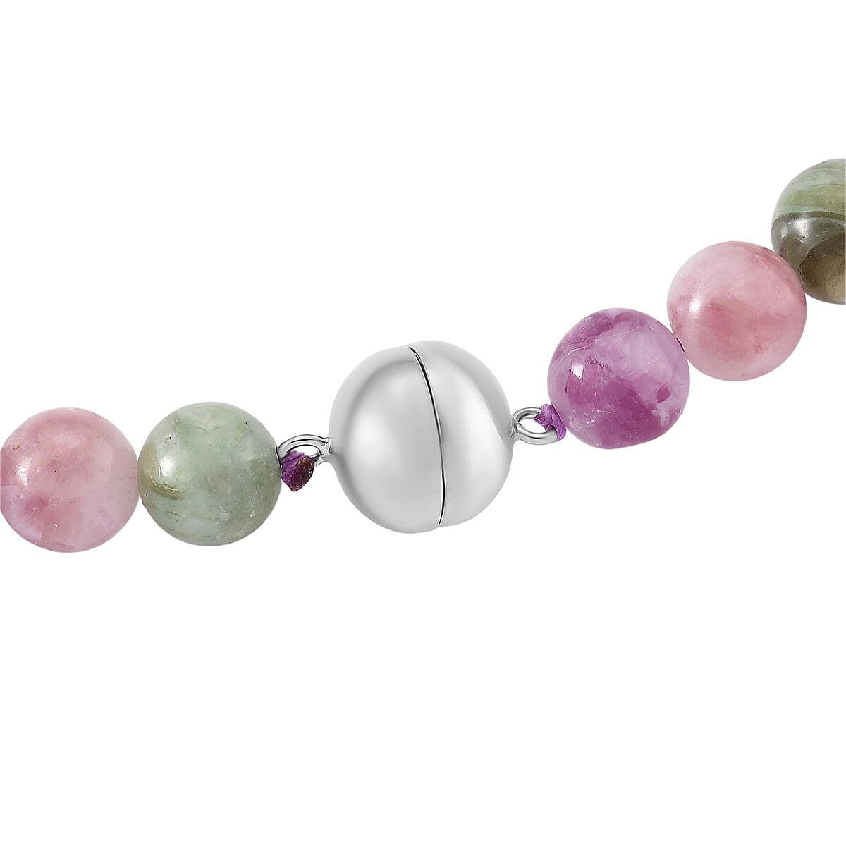 D'Joy Multi Lepidolite Beaded 400.00 ctw Necklace 20 Inches in Rhodium Over Sterling Silver  image number 5