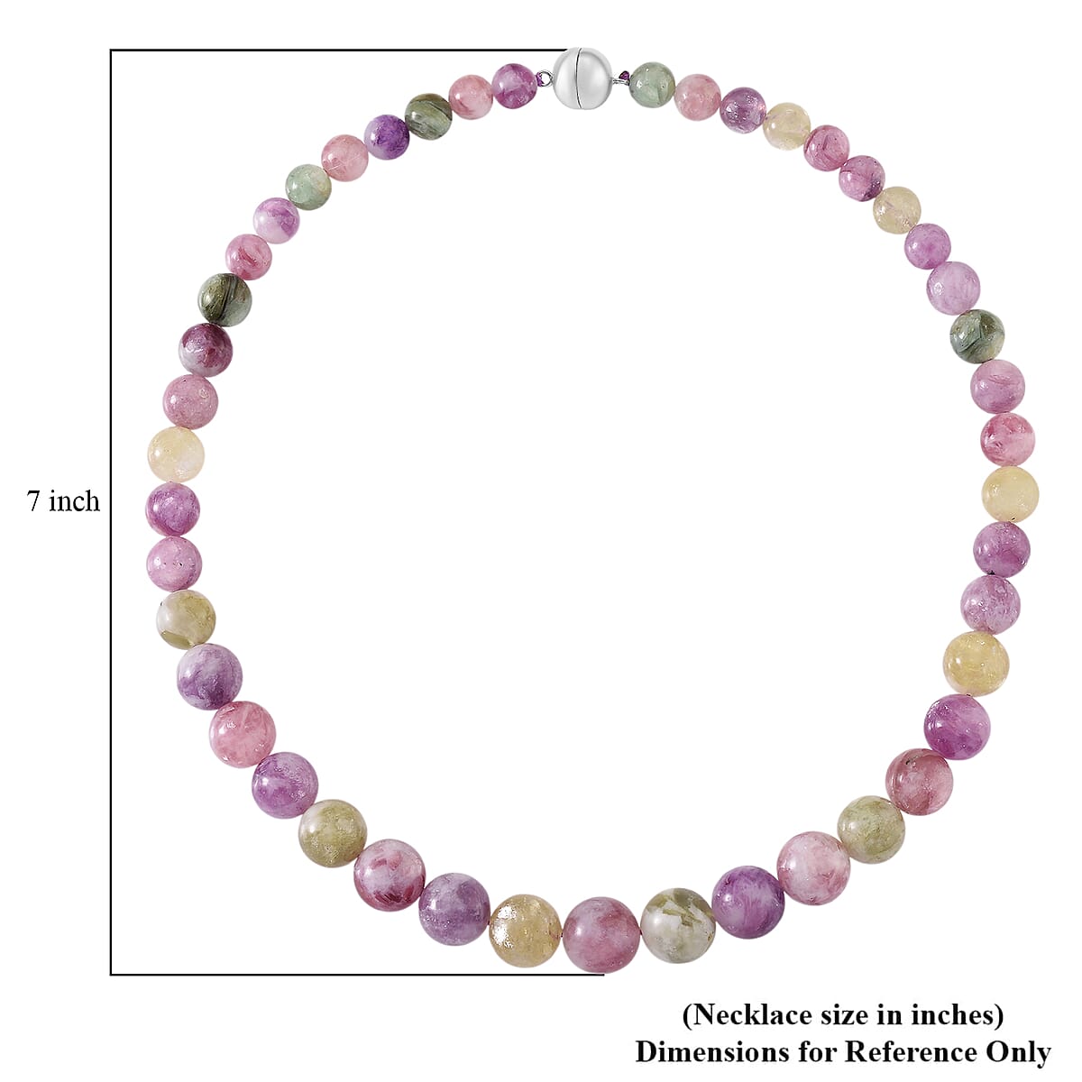 D'Joy Multi Lepidolite Beaded 400.00 ctw Necklace 20 Inches in Rhodium Over Sterling Silver  image number 6