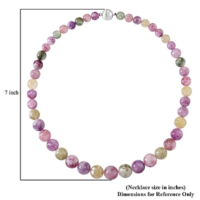 D'Joy Multi Lepidolite Beaded 400.00 ctw Necklace 20 Inches in Rhodium Over Sterling Silver