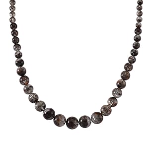 D'Joy Phantom Quartz Beaded 450.00 ctw Necklace 20 Inches in Rhodium Over Sterling Silver 