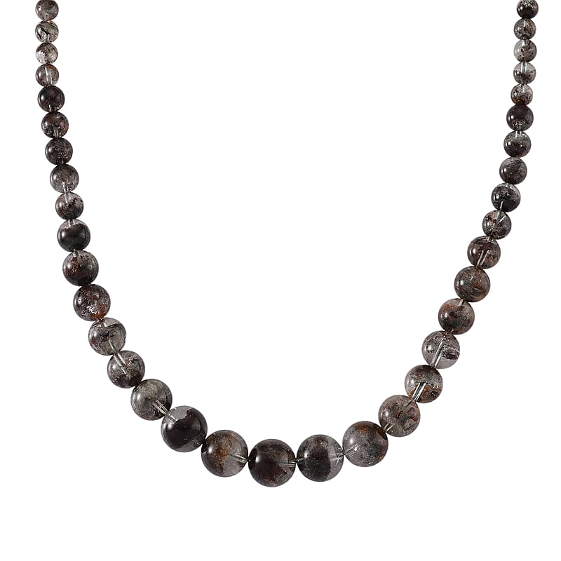 D'Joy Phantom Quartz Beaded 450.00 ctw Necklace 20 Inches in Rhodium Over Sterling Silver