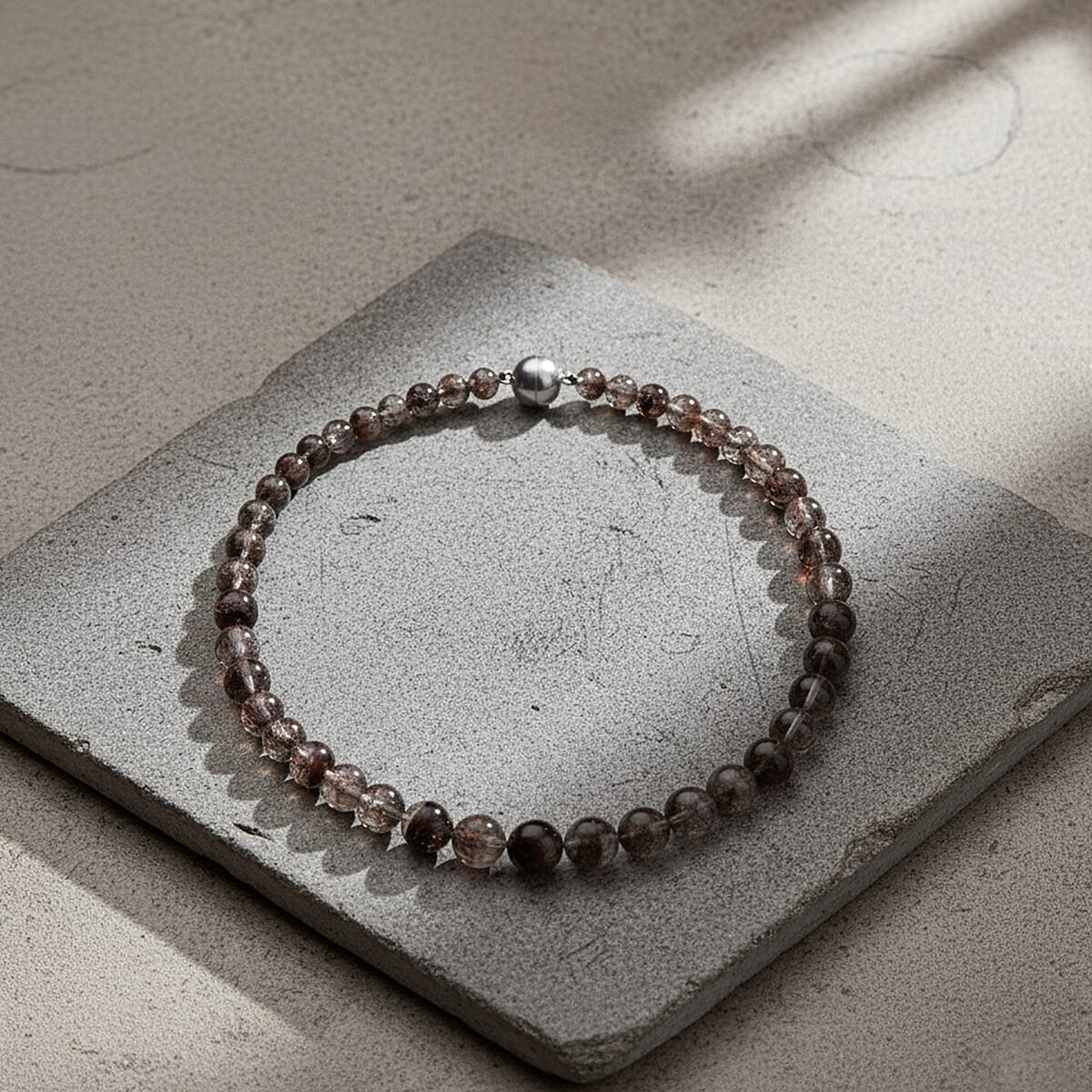 D'Joy Phantom Quartz Beaded 450.00 ctw Necklace 20 Inches in Rhodium Over Sterling Silver  image number 1