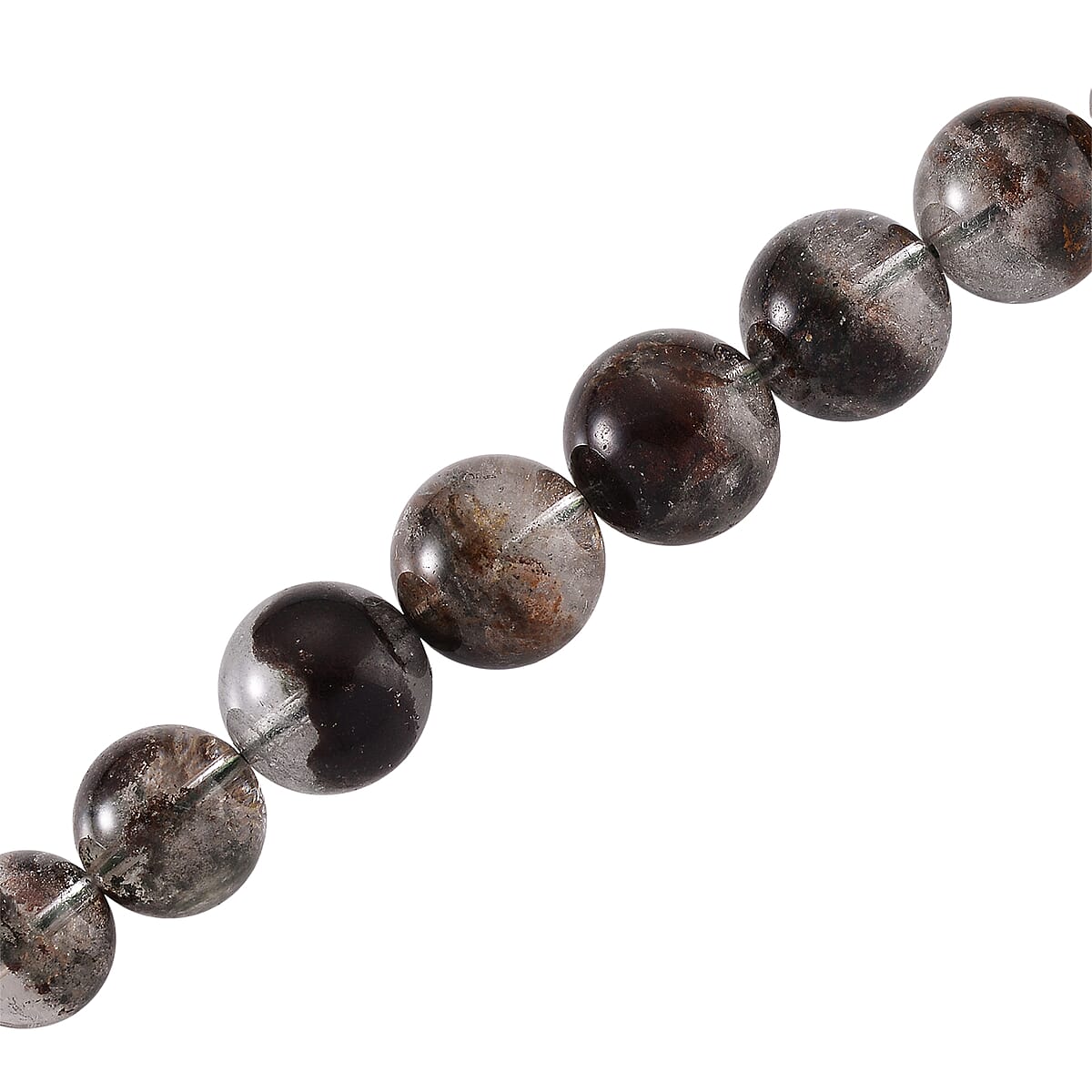 D'Joy Phantom Quartz Beaded 450.00 ctw Necklace 20 Inches in Rhodium Over Sterling Silver  image number 4