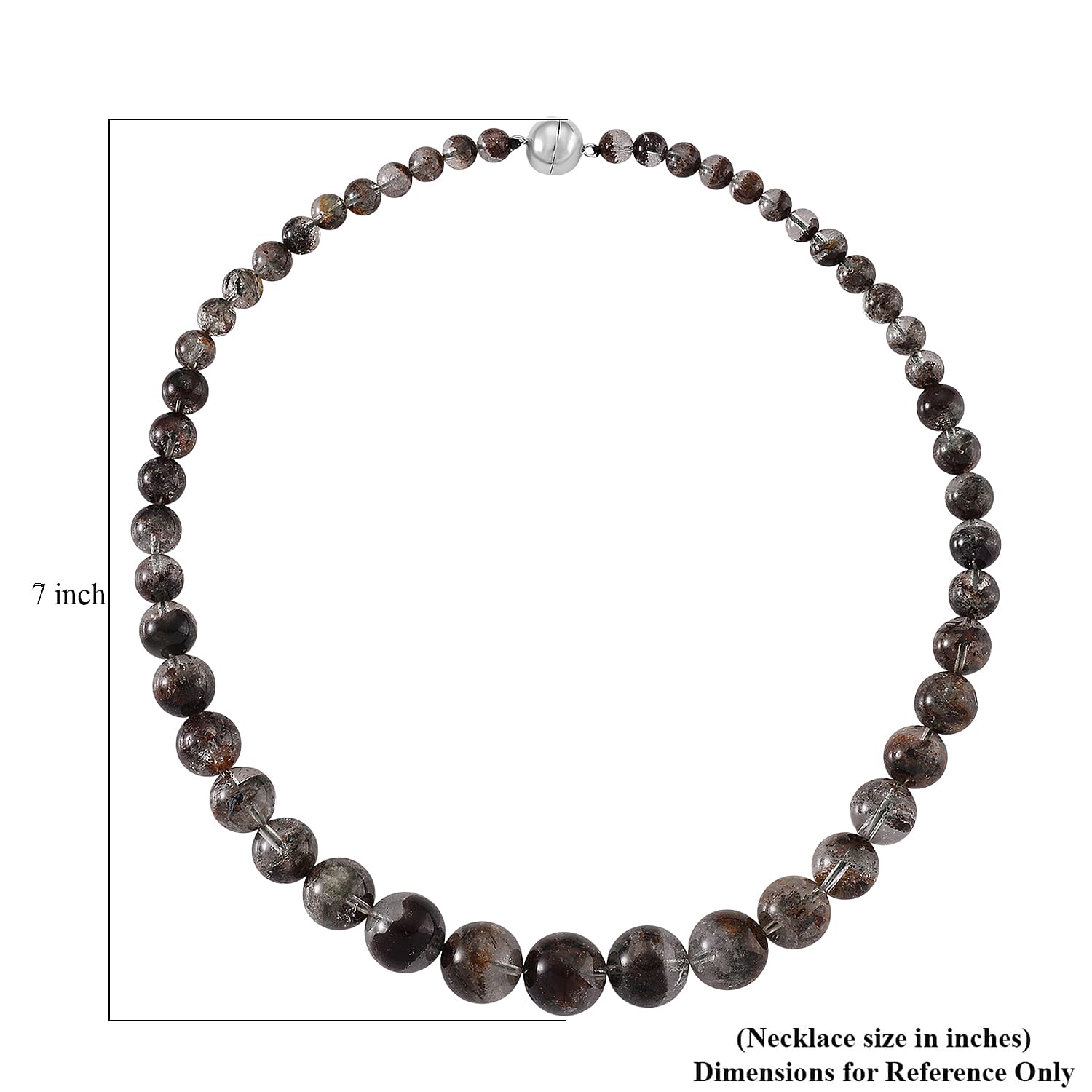 D'Joy Phantom Quartz Beaded 450.00 ctw Necklace 20 Inches in Rhodium Over Sterling Silver 