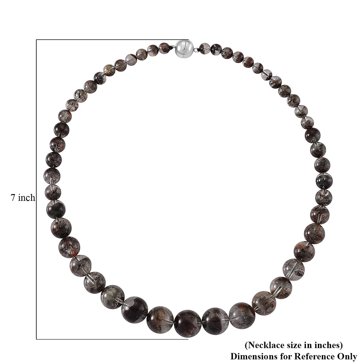 D'Joy Phantom Quartz Beaded 450.00 ctw Necklace 20 Inches in Rhodium Over Sterling Silver  image number 6