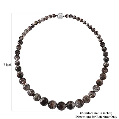 D'Joy Phantom Quartz Beaded 450.00 ctw Necklace 20 Inches in Rhodium Over Sterling Silver