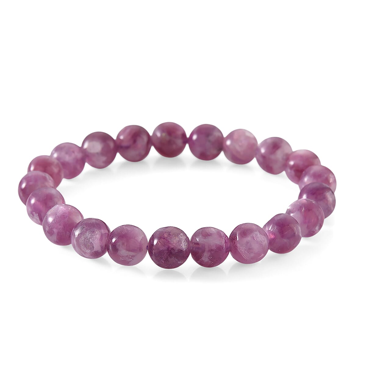Purple Lepidolite Beaded 100.00 ctw Stretch Bracelet  image number 0