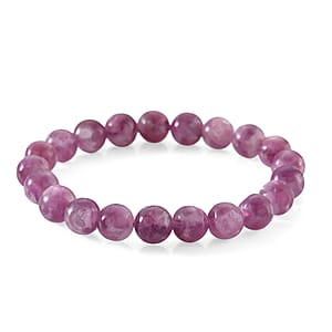Purple Lepidolite Beaded 100.00 ctw Stretch Bracelet 