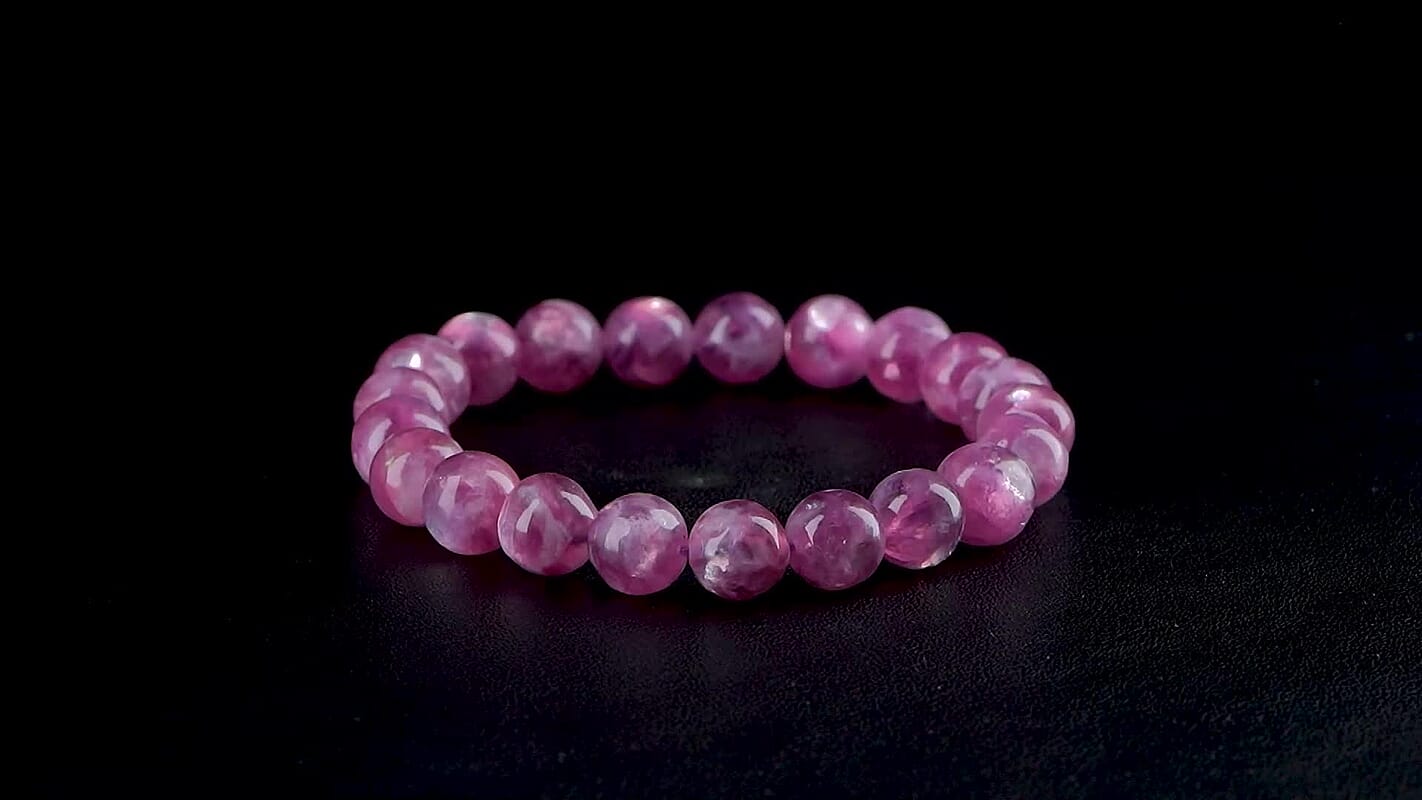 Purple Lepidolite Beaded 100.00 ctw Stretch Bracelet