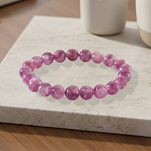 Purple Lepidolite Beaded 100.00 ctw Stretch Bracelet 