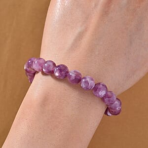 Purple Lepidolite Beaded 100.00 ctw Stretch Bracelet 