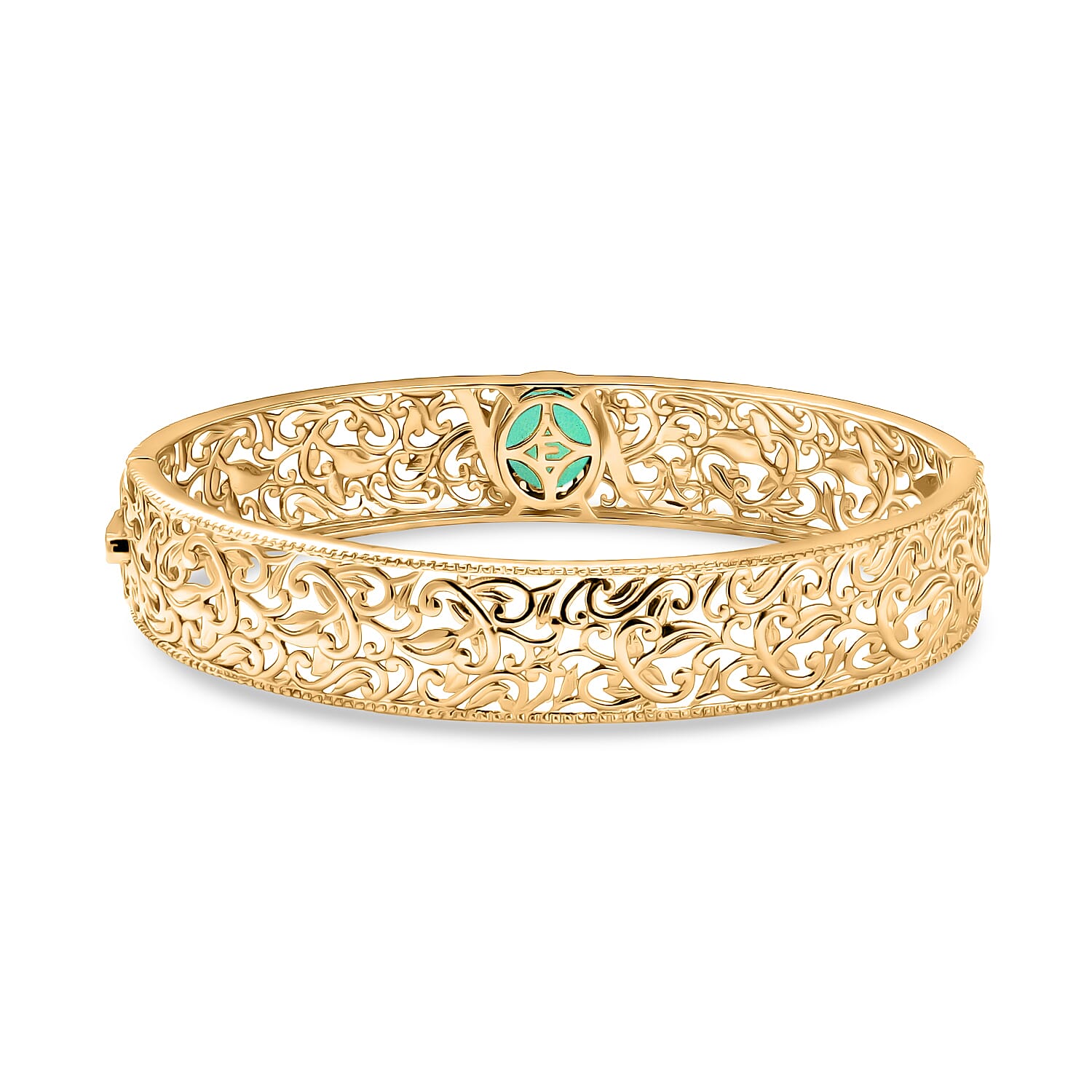 EverTrue Emeraldine Quartz (Triplet) 4.90 ctw Bangle Bracelet in 18K YG Plated and Platinum Bond (7.50 In)