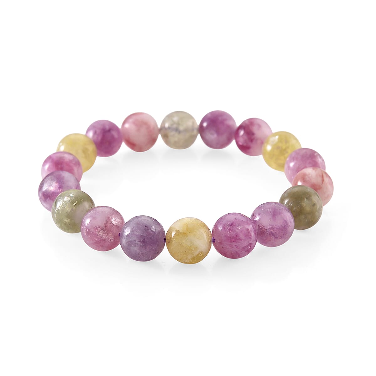 Multi Lepidolite Beaded 160.00 ctw Stretch Bracelet  image number 0