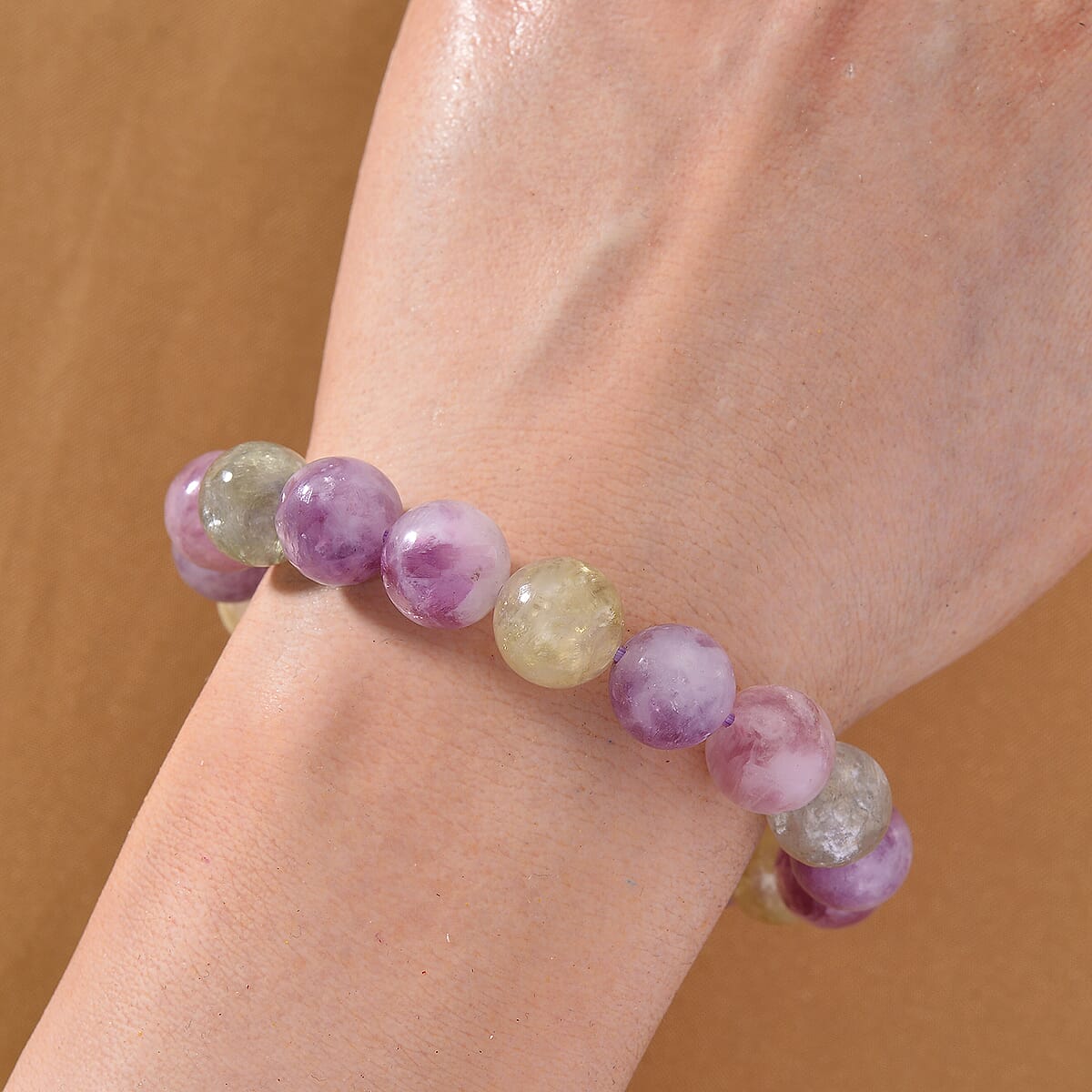 Multi Lepidolite Beaded 160.00 ctw Stretch Bracelet  image number 1