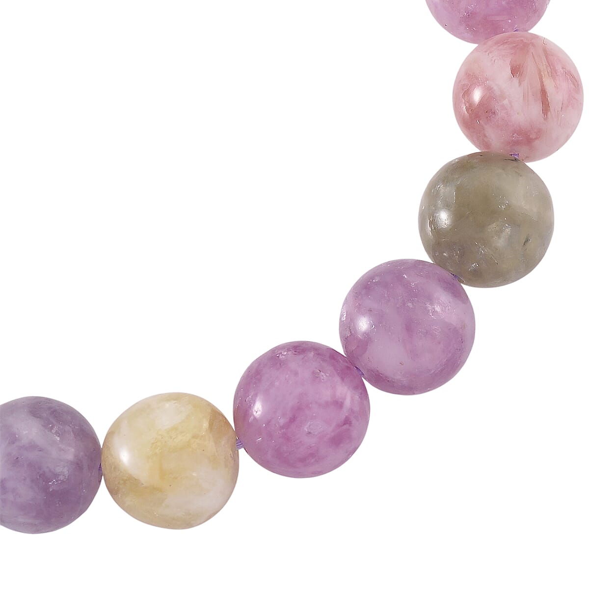 Multi Lepidolite Beaded 160.00 ctw Stretch Bracelet  image number 2