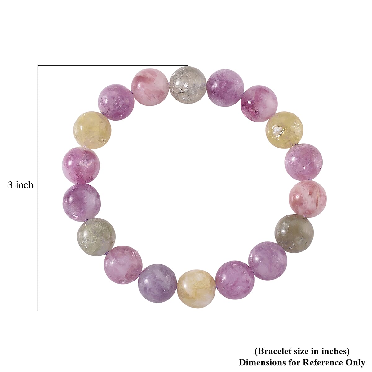 Multi Lepidolite Beaded 160.00 ctw Stretch Bracelet  image number 3