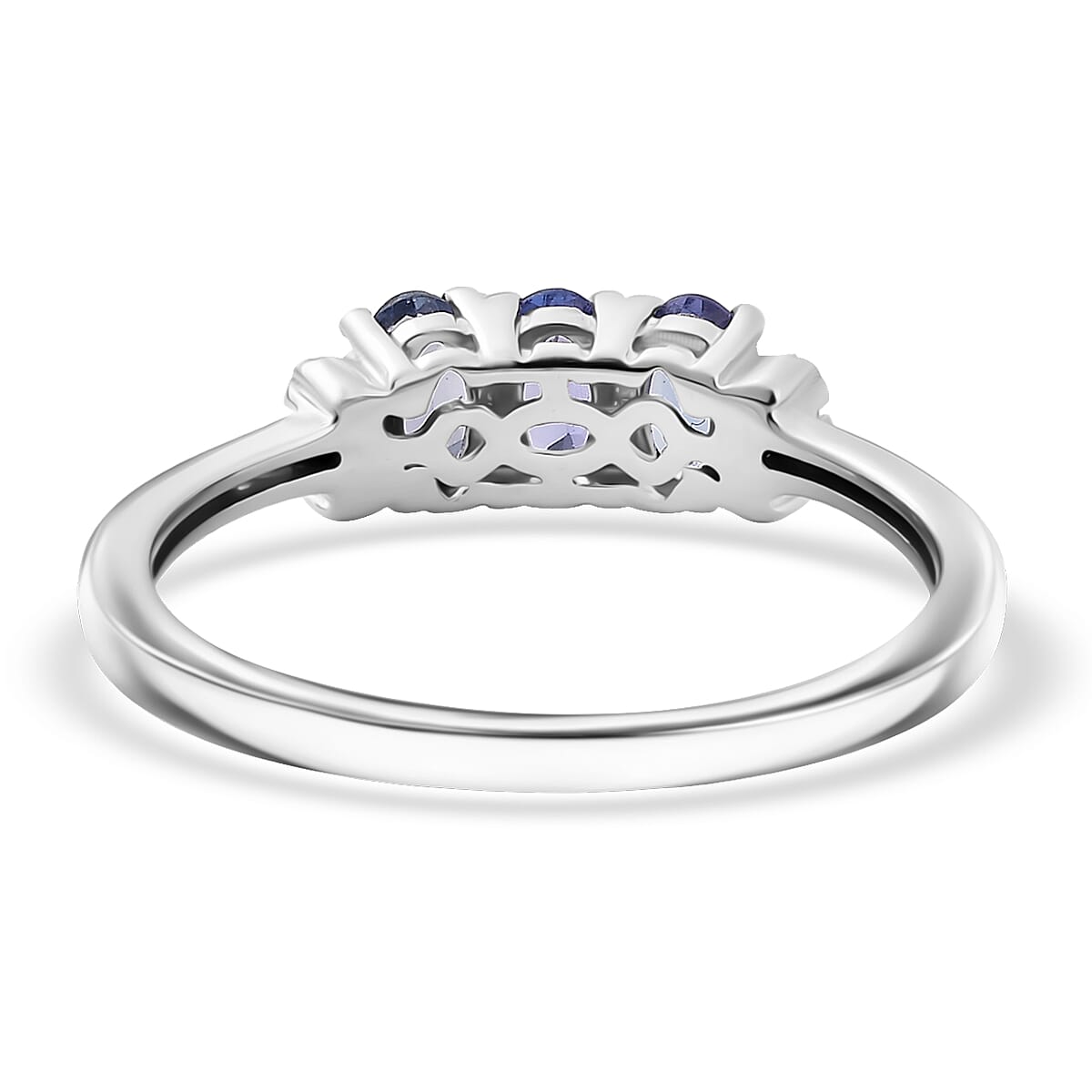 Doorbuster D'Joy Premium Tanzanite and Diamond 0.75 ctw Trinity Ballerina Ring in Rhodium Over Sterling Silver (Size 5.0) image number 4