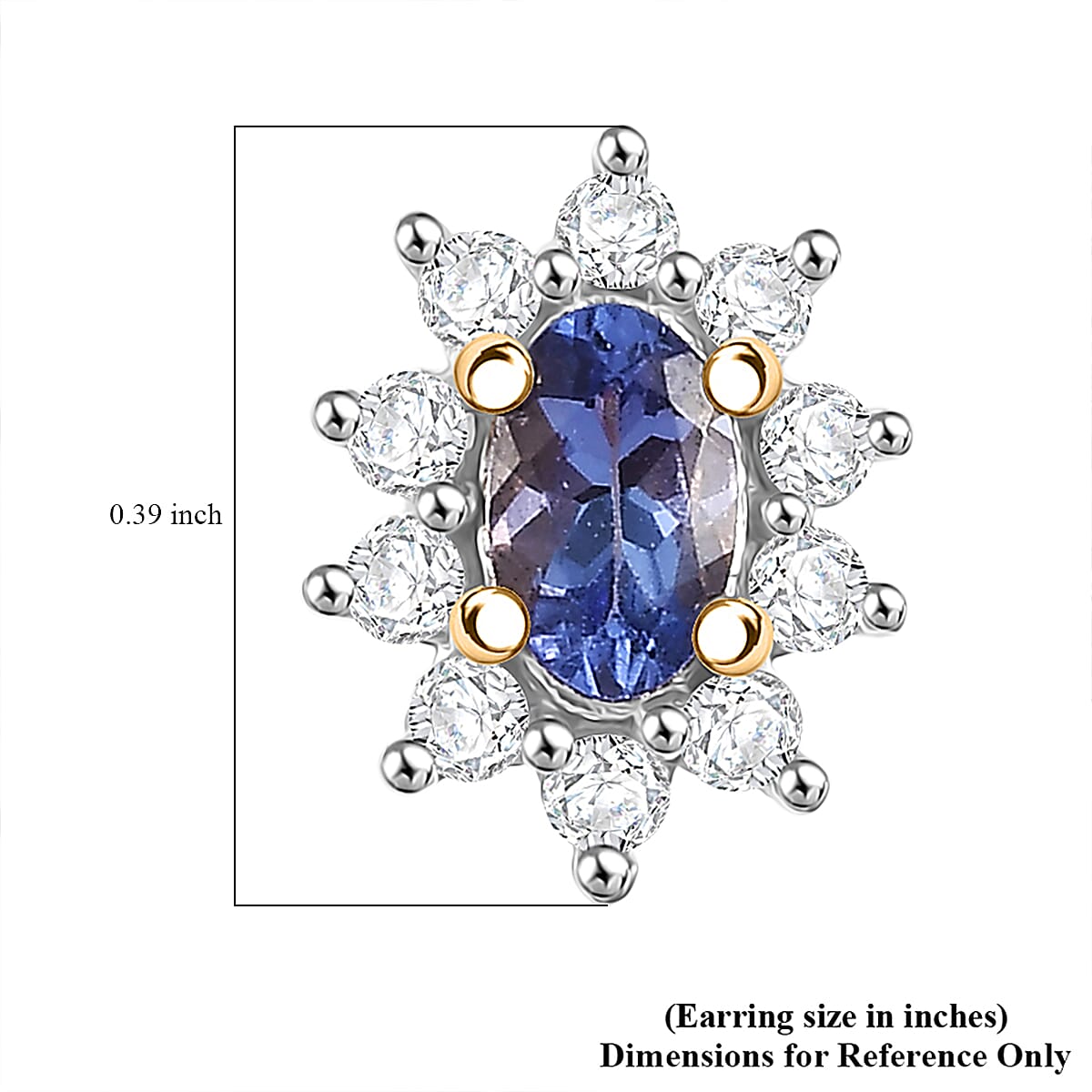 D'Joy Tanzanite, White Zircon Ballerina Earrings in 18K Vermeil YG Over Sterling Silver 0.65 ctw