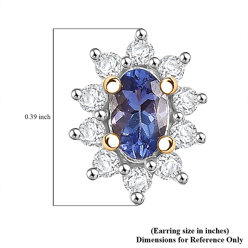 D'Joy Tanzanite, White Zircon Ballerina Earrings in 18K Vermeil YG Over Sterling Silver 0.65 ctw
