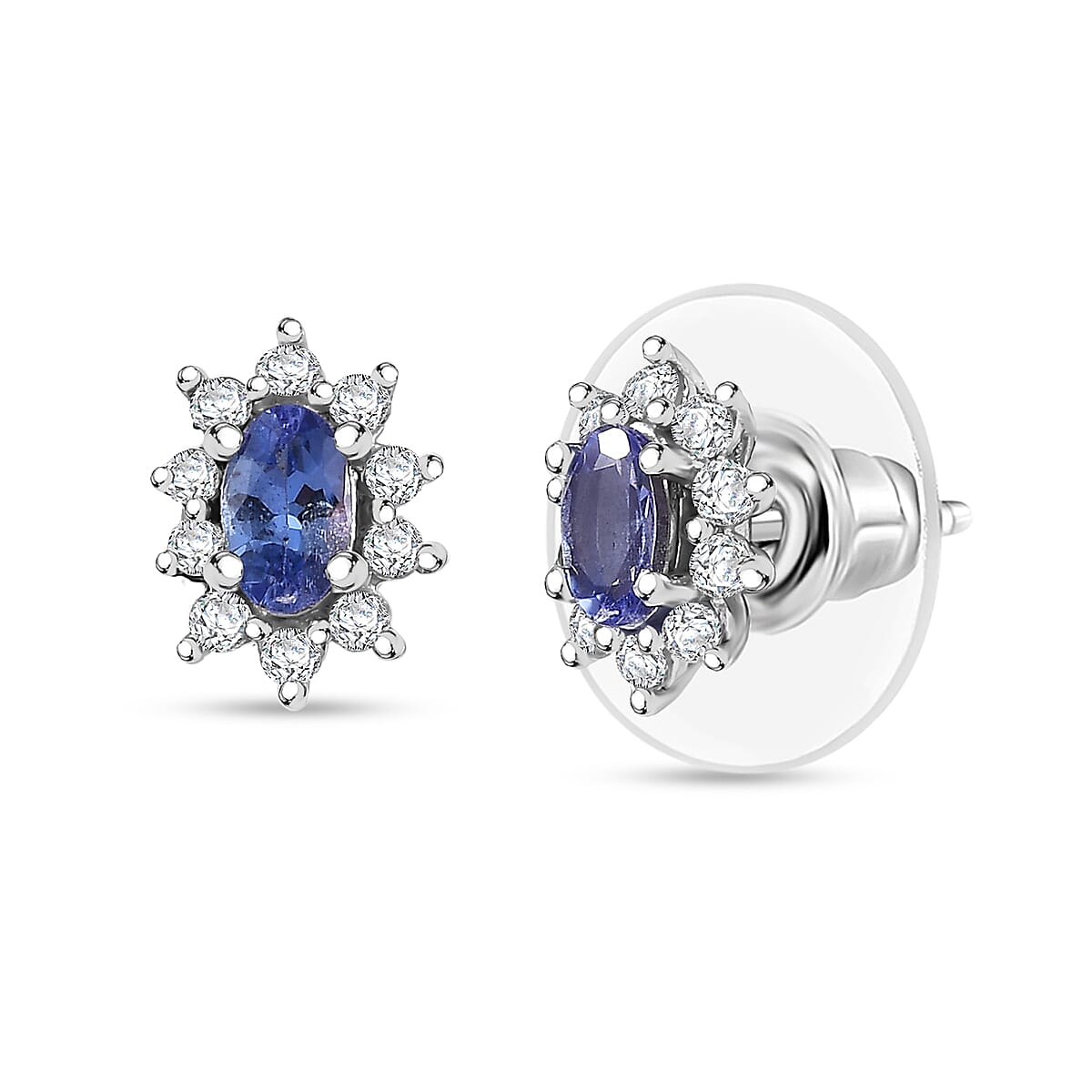 D'Joy Tanzanite, White Zircon Ballerina Earrings in Rhodium Over Sterling Silver 0.65 ctw image number 0