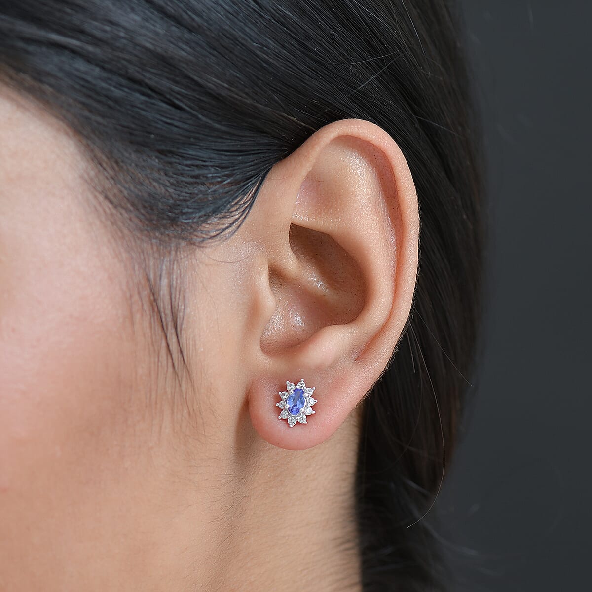 D'Joy Tanzanite, White Zircon Ballerina Earrings in Rhodium Over Sterling Silver 0.65 ctw image number 2