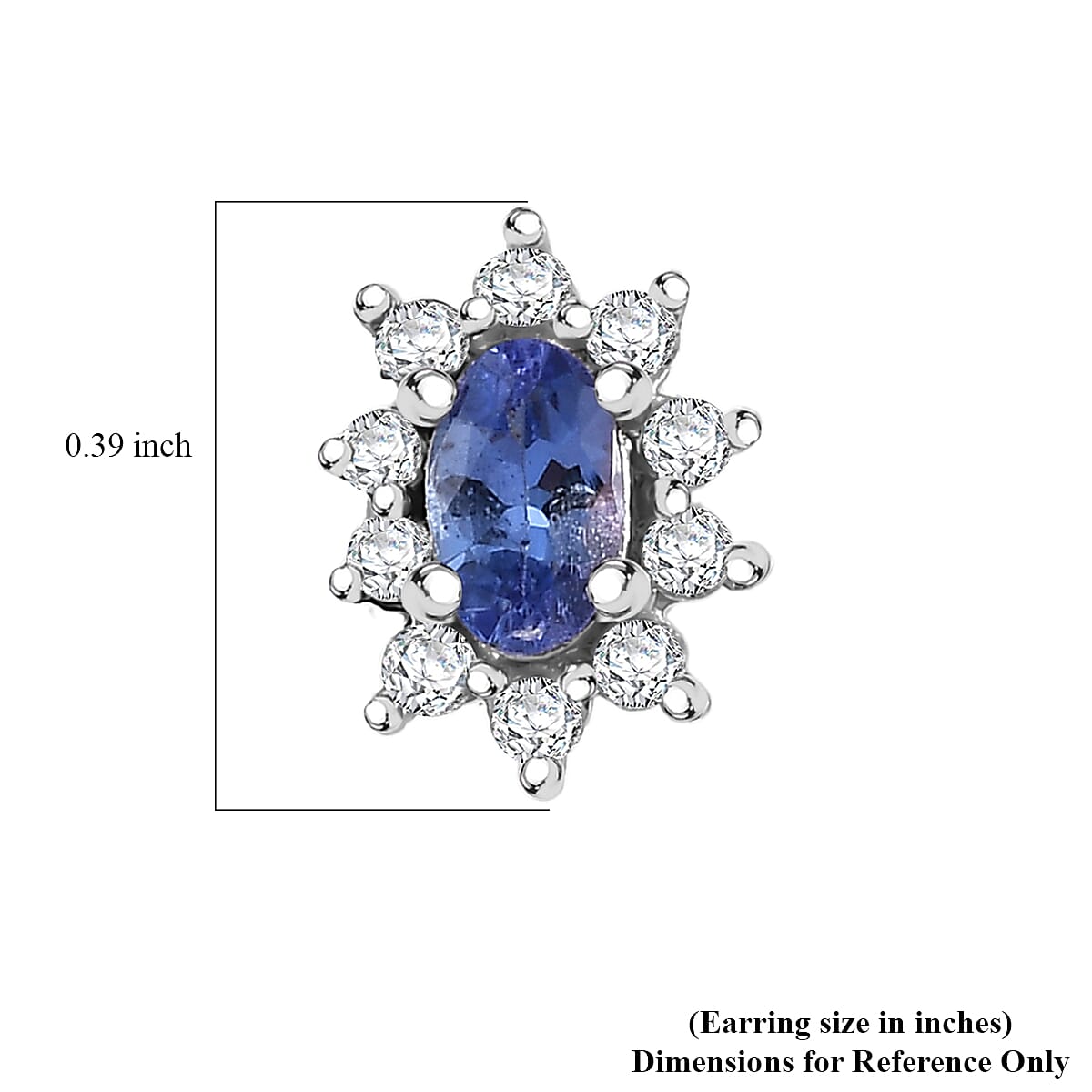 D'Joy Tanzanite, White Zircon Ballerina Earrings in Rhodium Over Sterling Silver 0.65 ctw image number 4