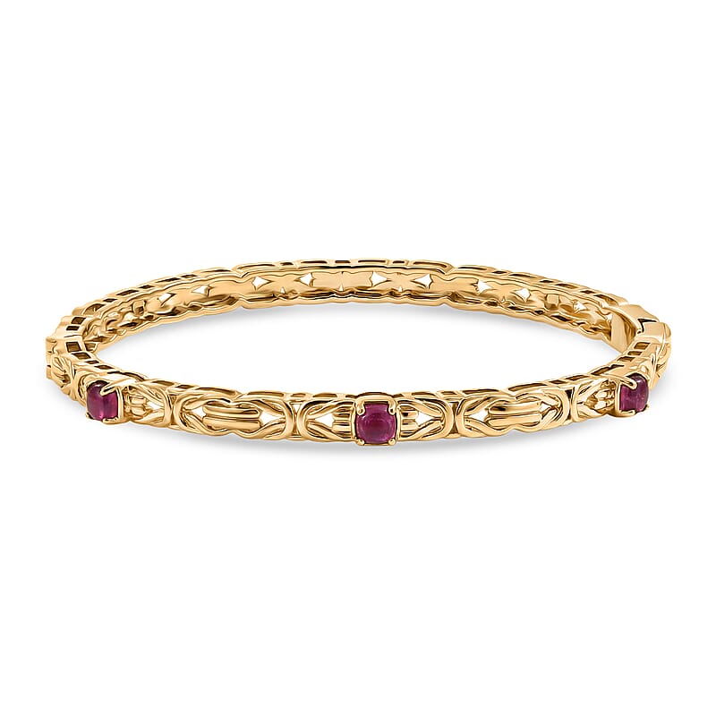 EverTrue African Ruby (FF) 1.75 ctw Bangle Bracelet in 18K YG Plated