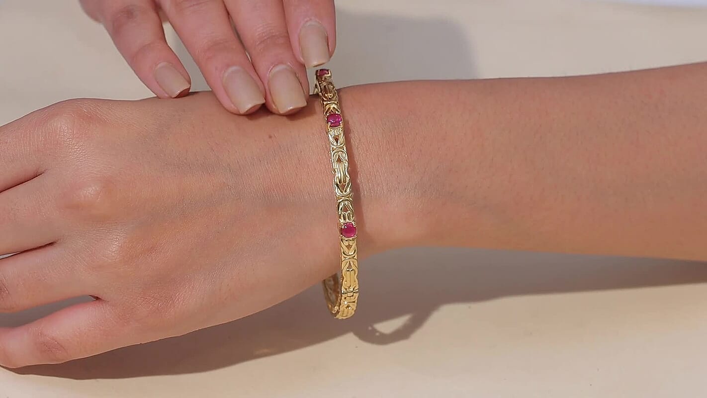 EverTrue African Ruby (FF) Bangle Bracelet in 18K YG Plated 1.75 ctw