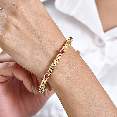 EverTrue African Ruby (FF) 1.75 ctw Bangle Bracelet in 18K YG Plated
