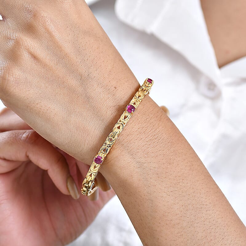 EverTrue African Ruby (FF) 1.75 ctw Bangle Bracelet in 18K YG Plated