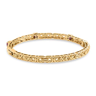 EverTrue African Ruby (FF) 1.75 ctw Bangle Bracelet in 18K YG Plated