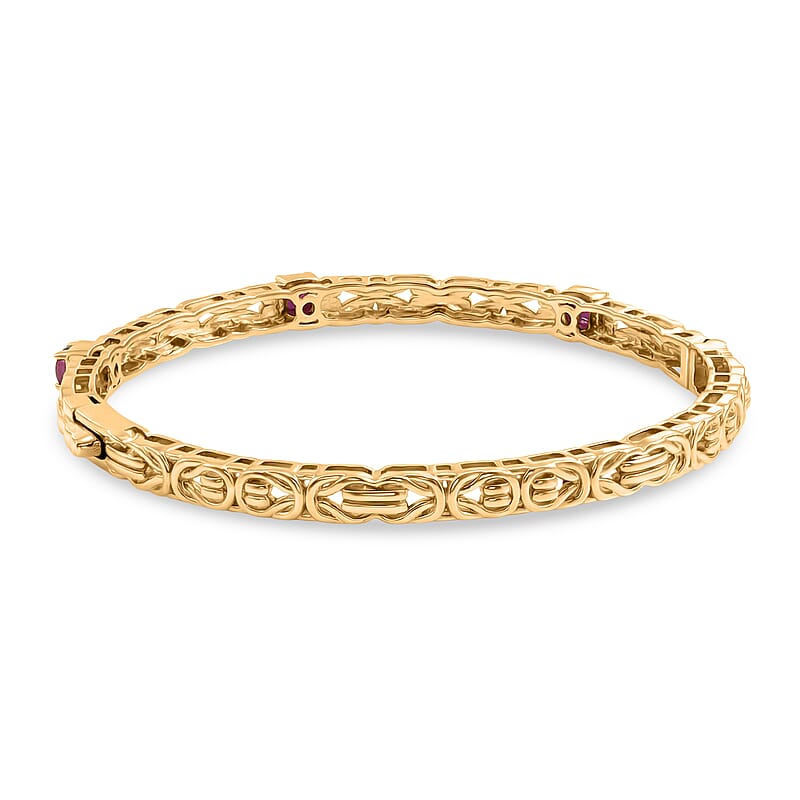 EverTrue African Ruby (FF) 1.75 ctw Bangle Bracelet in 18K YG Plated