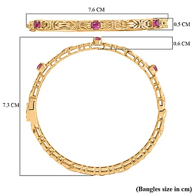 EverTrue African Ruby (FF) 1.75 ctw Bangle Bracelet in 18K YG Plated