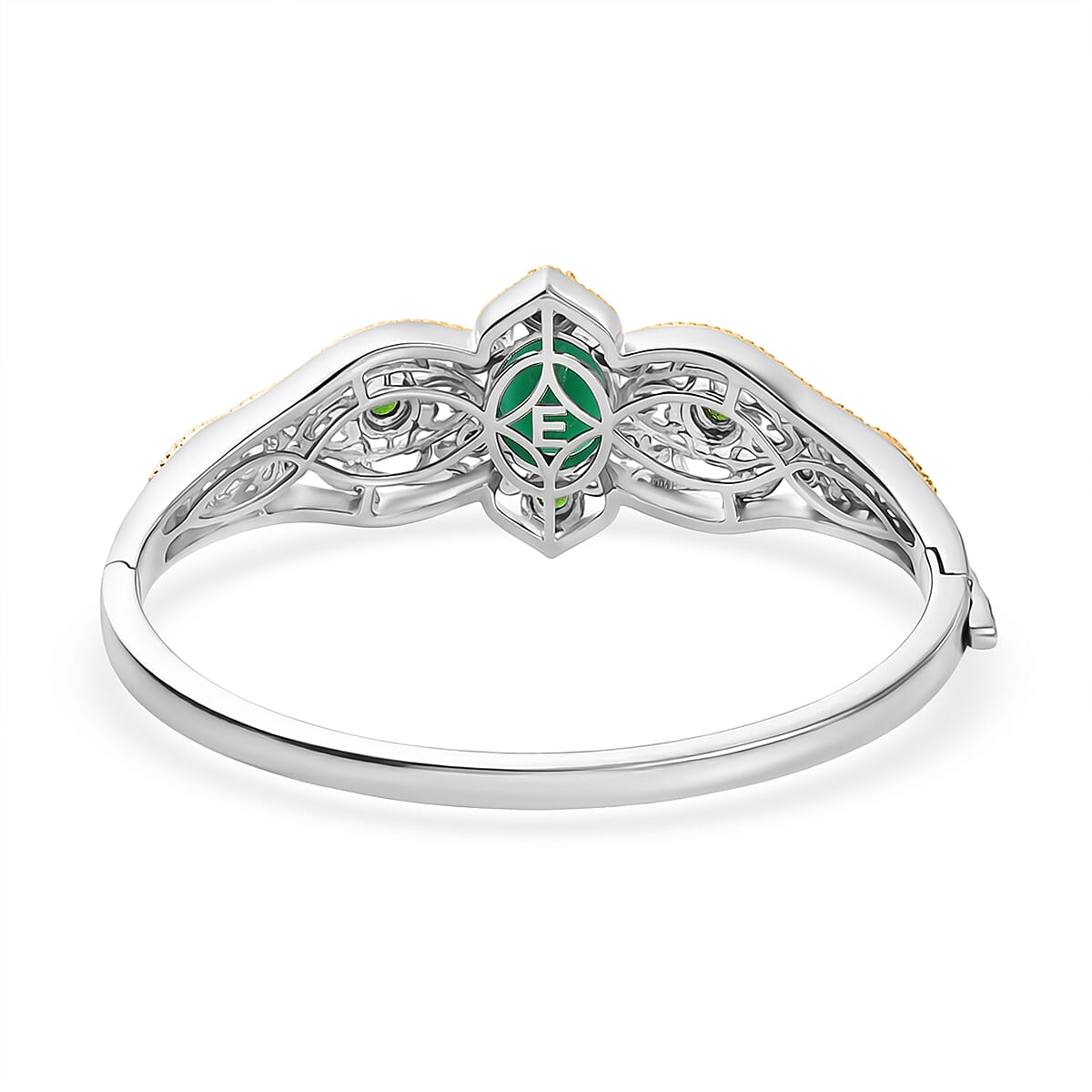 EverTrue Verde Onyx and Chrome Diopside 8.50 ctw Bangle Bracelet in in 18K YG Plated and Platinum Bond (8.00 In) image number 4