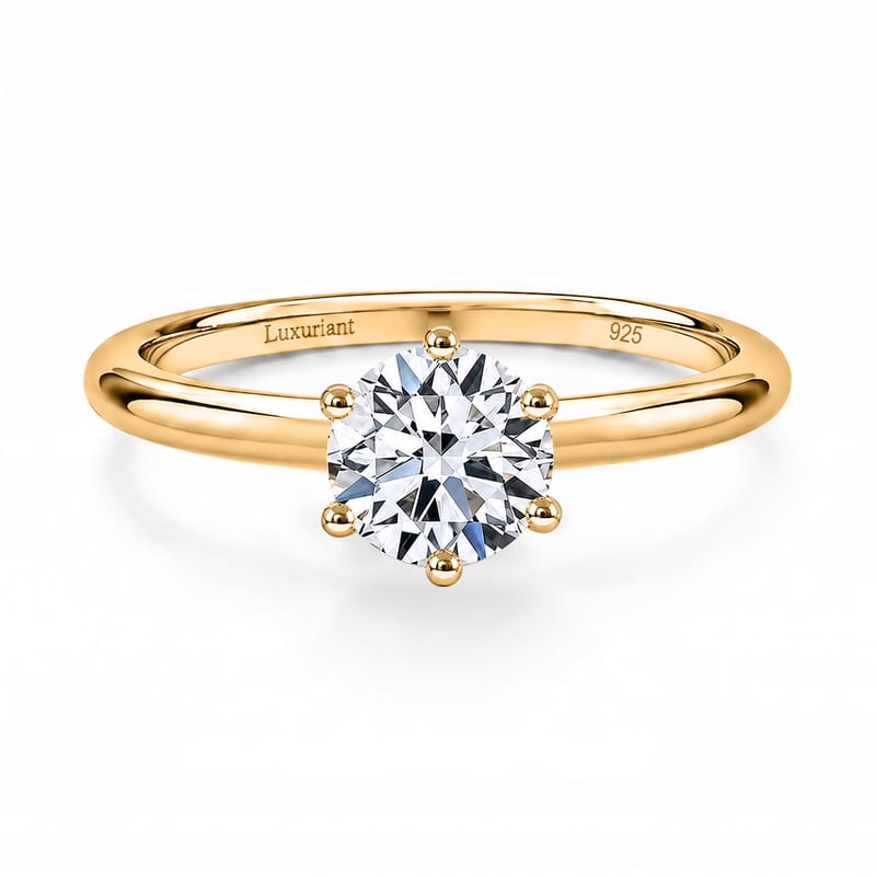Luxuriant Lab Grown Diamond G-H SI 1.00 ctw Classic Elegance Ring in 18K Vermeil Yellow Gold Over Sterling Silver (Size 10.0)