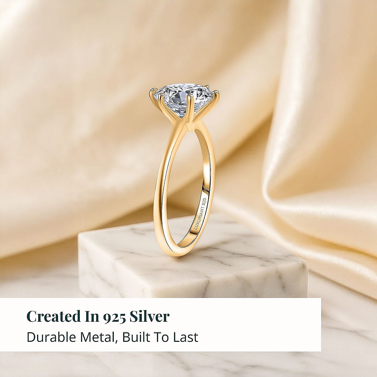 Luxuriant Lab Grown Diamond (G-H, SI) Ring in 18K Vermeil YG Over Sterling Silver 1.00 ctw (Size 5.0) (Del. in 10-12 Days)