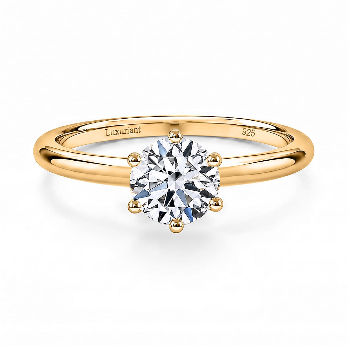 Luxuriant Lab Grown Diamond (G-H, SI) Ring in 18K Vermeil YG Over Sterling Silver (Size 8.0) 1.00 ctw
